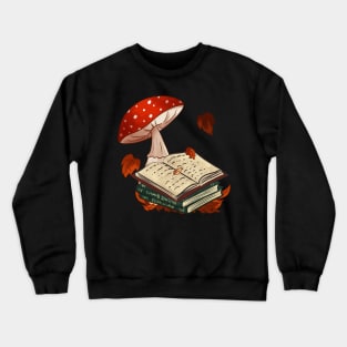 Vintage books and mushroom Crewneck Sweatshirt